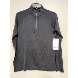 NWT-Athleta Black Momentum 1/2 Zip Solid lightweight pullover, Medium Black